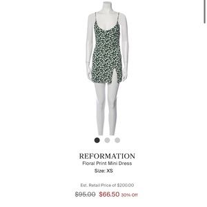 Reformation used mini green floral dress